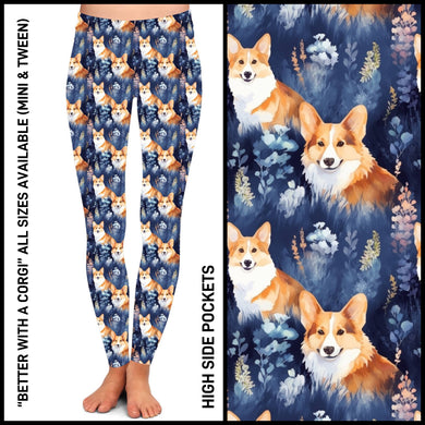Better With A Corgi Leggings with High Side Pockets