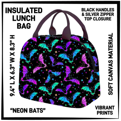 Neon Bats Insulated Lunch Bag