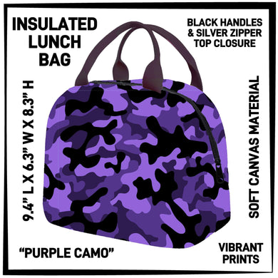 Purple Camo Insulated Lunch Bag