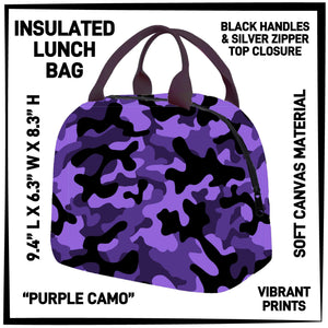 Purple Camo Insulated Lunch Bag