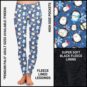Penguin Pals Fleece-Lined Leggings with High Side Pockets